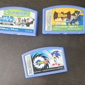 LeapFrog Leapster Game Lot – Star Wars, Batman & Sonic (3 Cartridges)